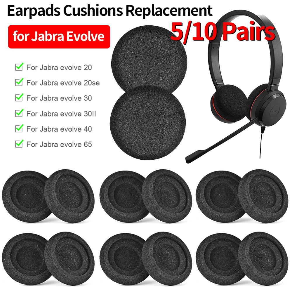 5/10 пар сменных амбушюр для Jabra Evolve 20 20se 30 30II 40 65 65, шумоизоляционные пенопластовые подушки, крышки амбушюр