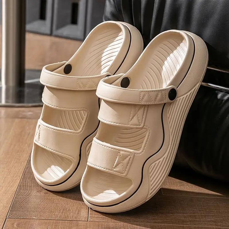Fashion Drive Slippers for Men Outdoor Beach Flat Pvc Shoes Comfortable Summer Sale 2025 Style Trend Mascullino Clappers Y2k Sandals Man