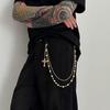 Pants Chain Faux Pearls Metal Flower Decor Wallet Chain Multi-layered Design Hip-hop Style Wallet Chain Wearable Art Accessory