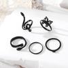 Черный темпераментный гламурный комплект колец, обнимающее открытое кольцо, кольцо с бриллиантами в виде бабочки, змеи, комплект из 5 предметов для девочек, элегантные ювелирные изделия
