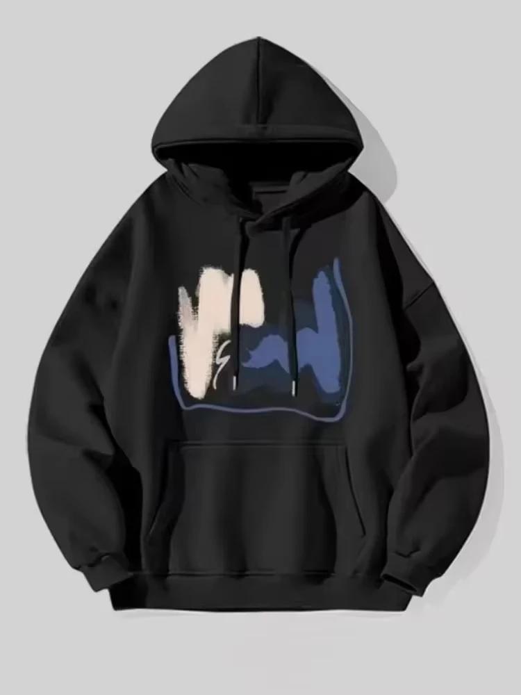 2025 Новый мужской и женский для весенне-осенней моды повседневный 2D худи с капюшоном Модный простой свободный дышащий худи с принтом