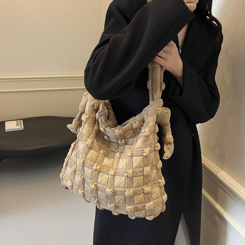 Осенне-зимняя сумка-облако большой вместимости, сложенная в клетку, легкая сумка через плечо, женская сумка-мессенджер, легкие дорожные сумки через плечо