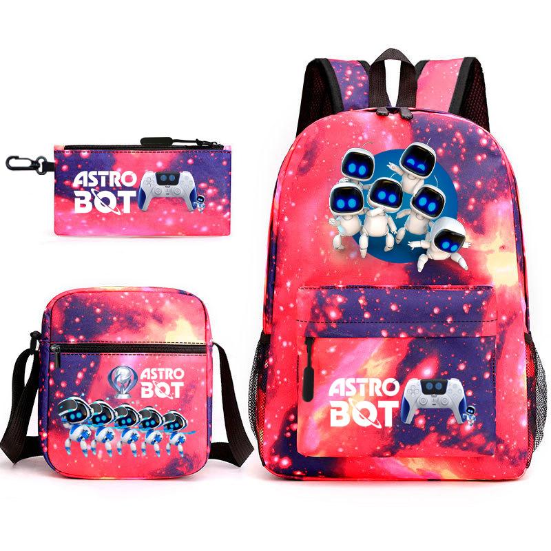 Teen Schoolbag, Universe Robot, Primary School Student Starry Sky Personality Heat Transfer Backpack Three-piece Set
