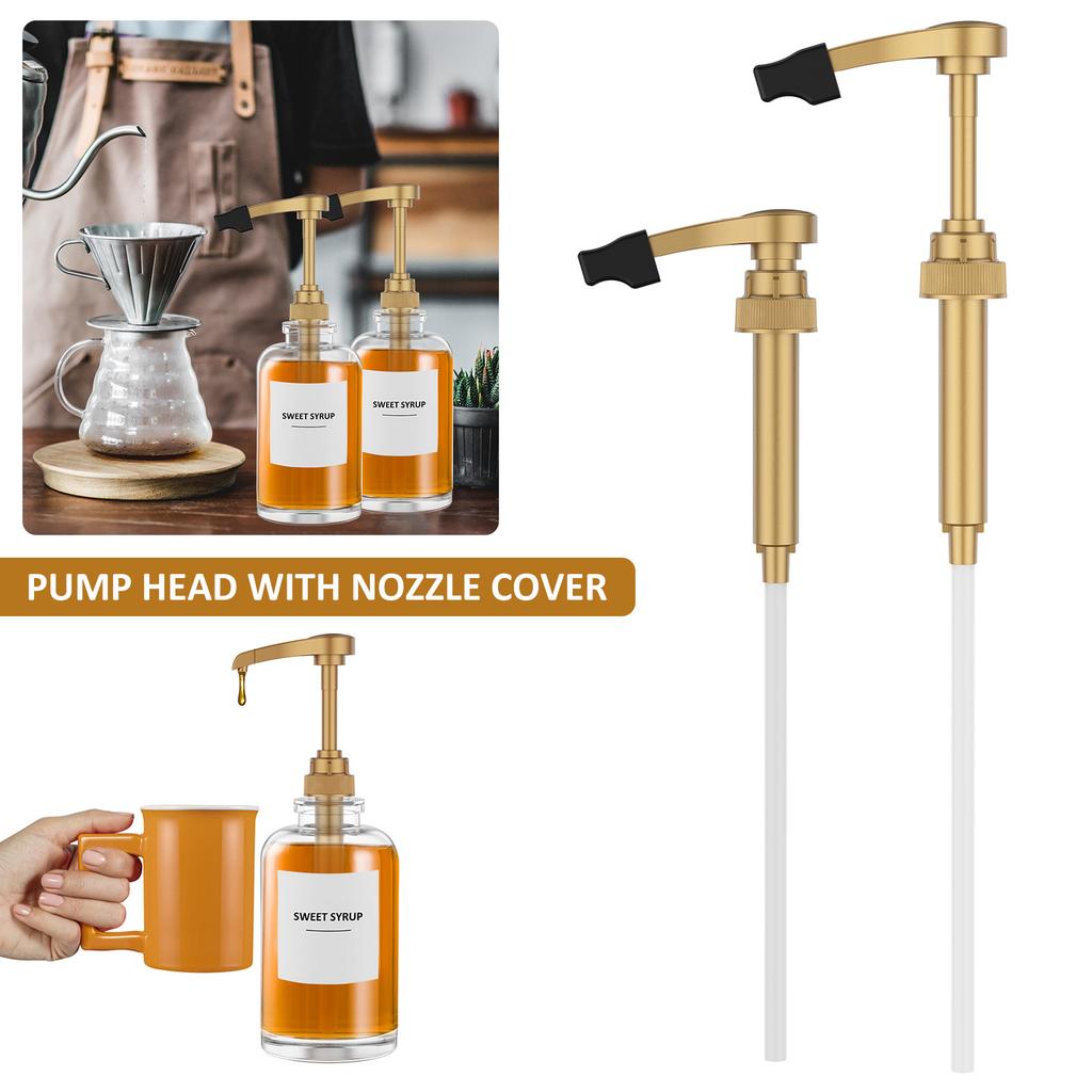 Syrup Pump Dispenser Reusable Coffee Flavoring Pump with Spoon Multi-purpose Syrup Pumps Fits 750ml/25.4oz Bottles for Home Cafe