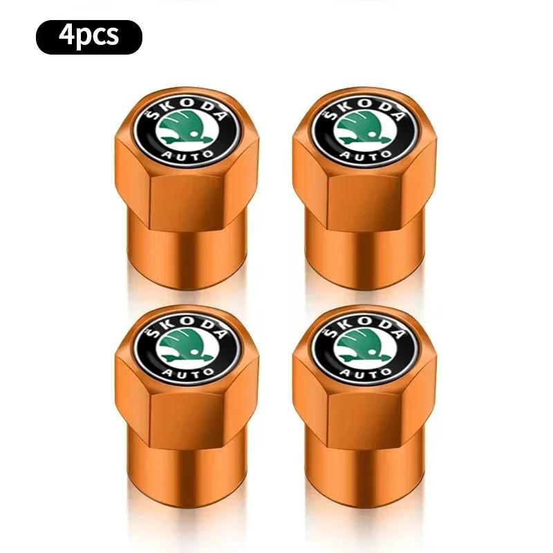 NADH5 4PCS Fashion Car Wheel Air Valve Dust Covers Accessories  For Skoda Fabia Octavia Karoq Kodiaq Kamiq Superb Rapid Scale