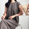 New Arrivals Open Run Women Spandex Long Dress Cap Sleeve Baggy Style
