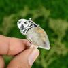 Natural Plume Agate Skull And Bone Adjustable Ring 925 Silver For Girls