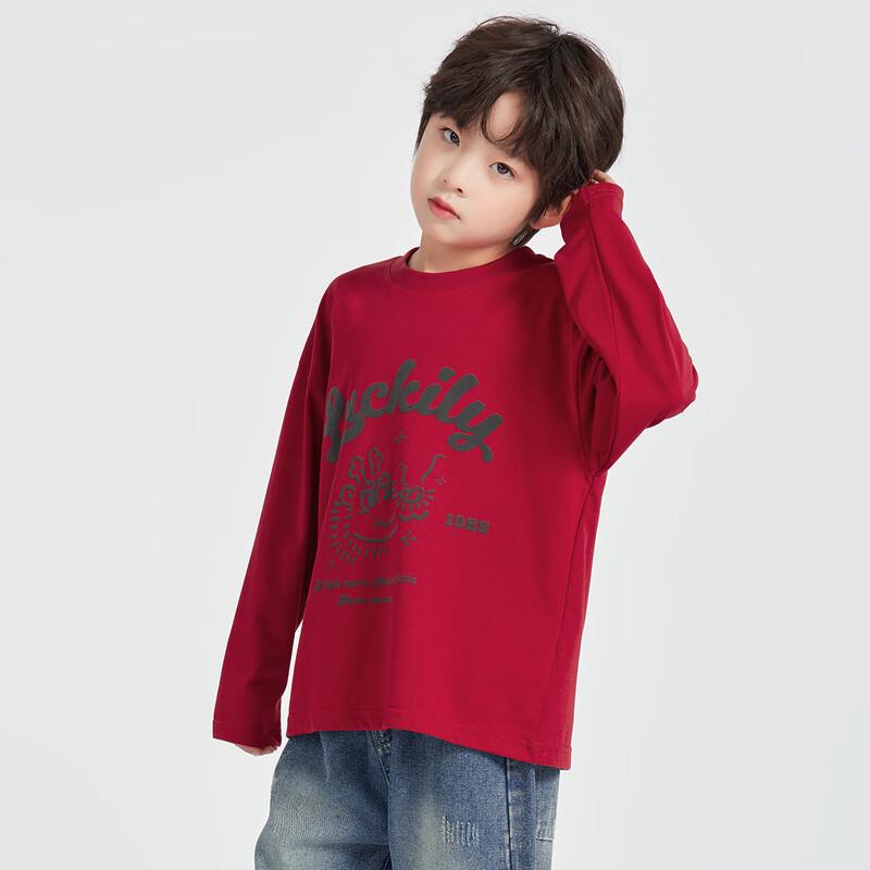 Doudoujia Boys' Cartoon Lucky Dragon Long Sleeve Cotton T-Shirt
