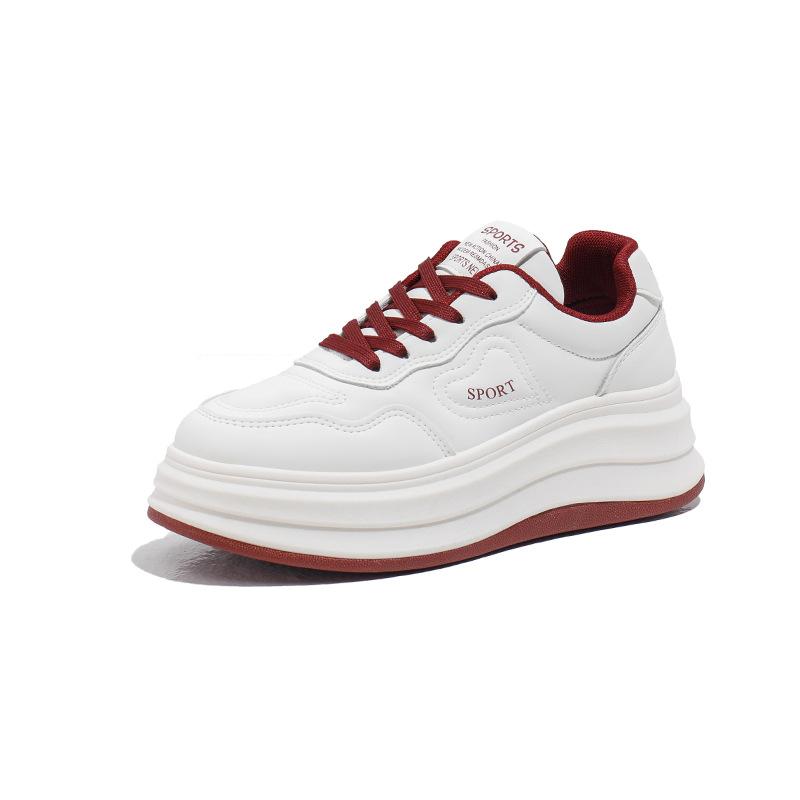 2025 Spring White Shoes New Korean Version Ins Female Students Height Increase Platform Sports Board Shoes Casual Shoes Female HB807