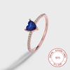 Classic Rose Gold Heart-Shaped Sapphire Full of Diamonds for Women Sterling Silver Valentine's Day Gift Jewelry Wedding Rings