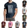 Erkaklar uchun moda kundalik Mustaqillik kuni bosilgan dumaloq bo'yinli qisqa yengli futbolka top