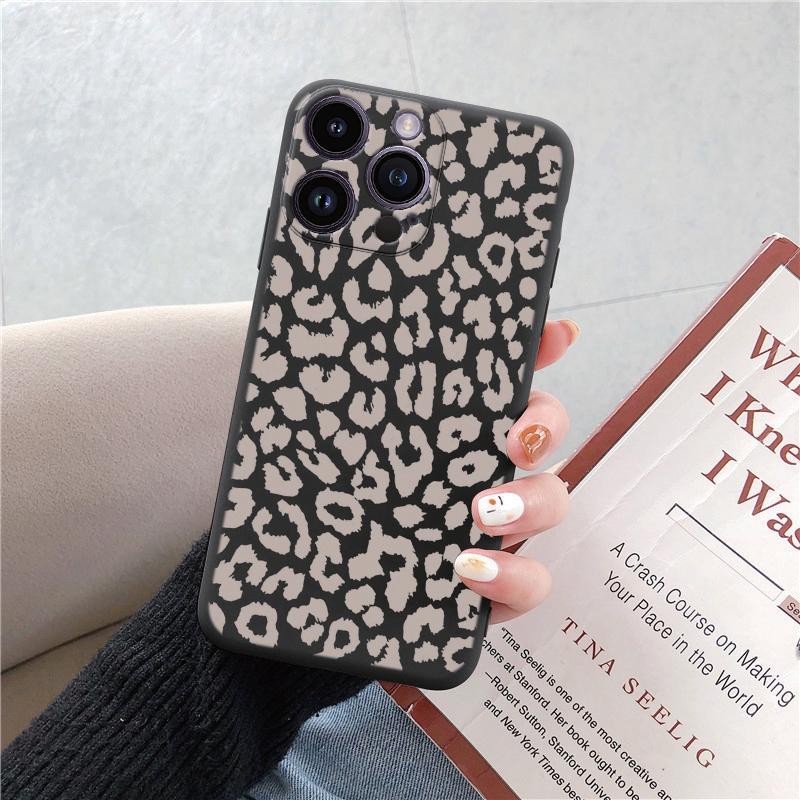 Модные мягкие чехлы для телефонов с леопардовым рисунком для iPhone 15 Pro 6 14 XS 13 Max XR 12 Mini 7 Plus X SE 8 11, противоударный бампер из ТПУ, черный чехол