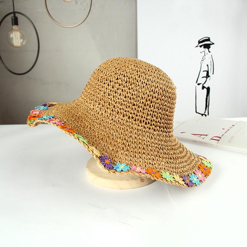 Women's Large Brim Foldable Breathable Straw Sun Hat for Summer Travel & Vacation