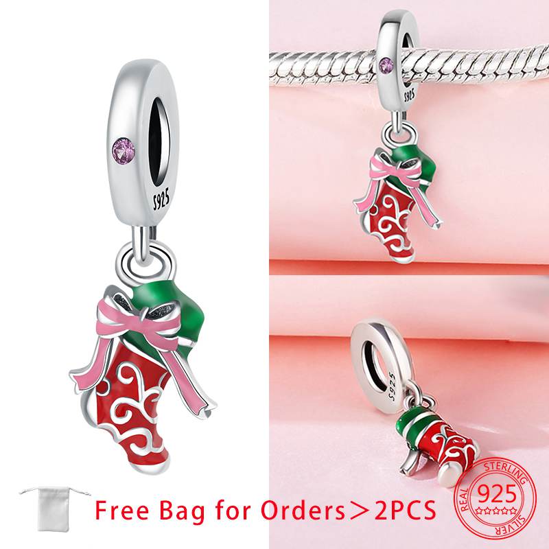 Charm Bead Charms Christmas Collection Christmas Hat Socks Bell Snowman copper Bead Charms Pendant Women Authentic Bracelets Do It Yourself Christmas