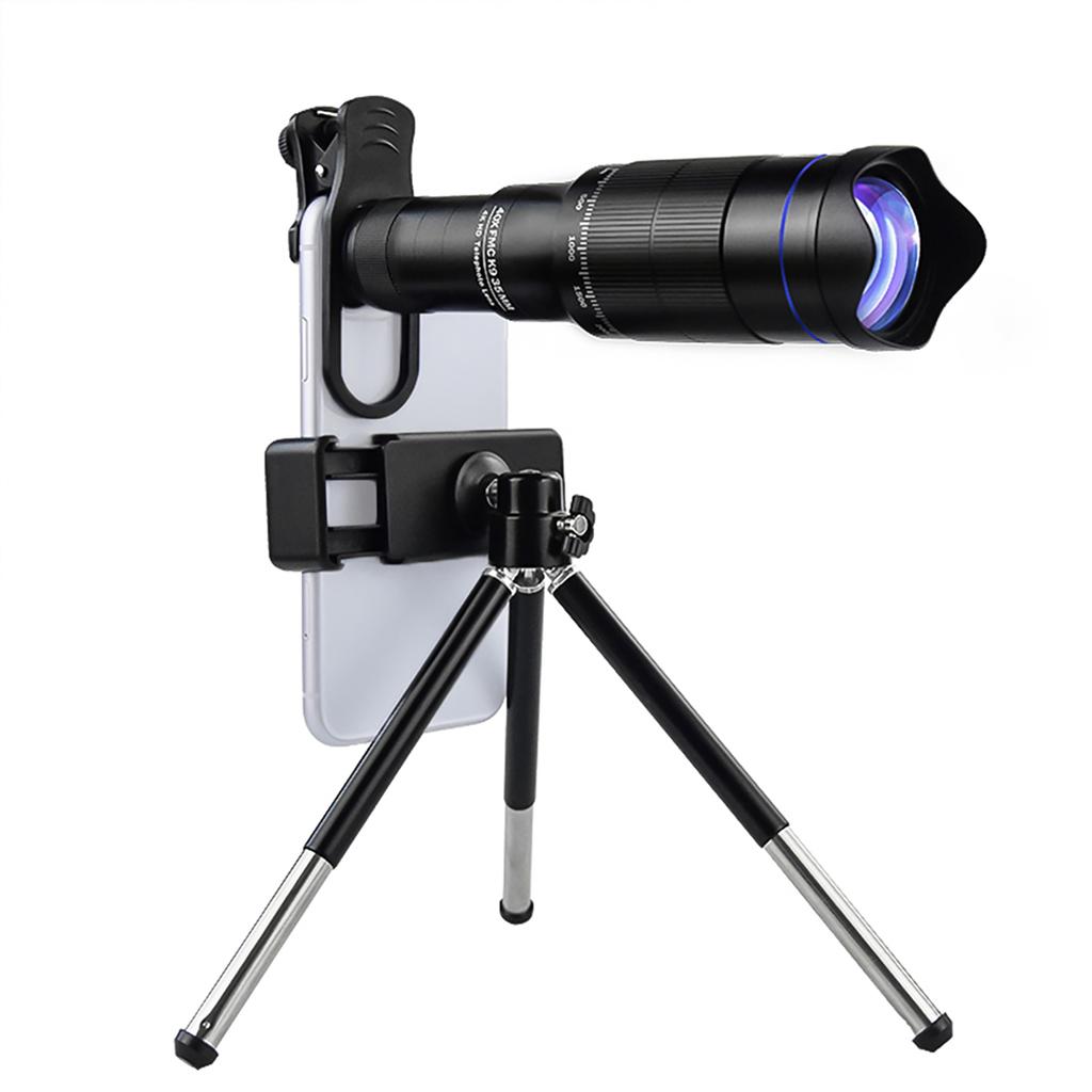 40X Mobile Phone Telephoto Lens Kit with Lens Clip + Phone Holder + Extendable Mini Tripod + Remote Shutter for Hiking