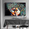 Nordic Graffiti Art Figure Canvas Painting Unique Hairstyle Fashion Model Poster Office Living Room Home Decoration Mural No Frame