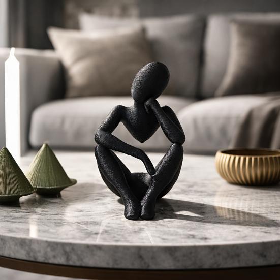 Nordic Style Ornament, Abstract Thicker Design Desktop Sculpture, 3D Printed Desk Accessory for Home Office