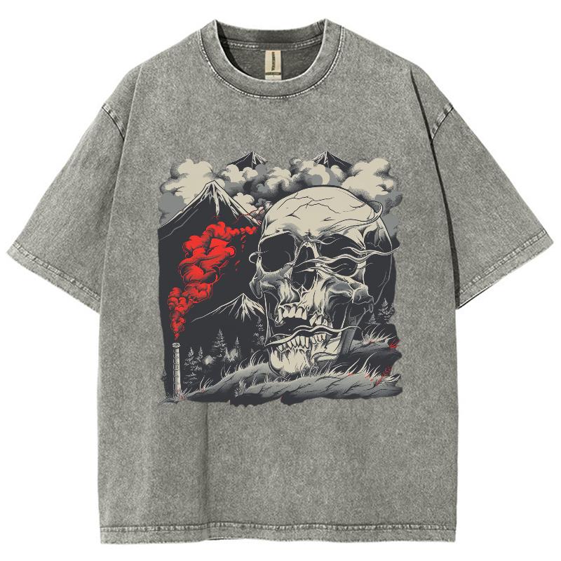 Женская футболка с принтом черепа в стиле High Street Trend, свободного покроя, с коротким рукавом, в американском стиле, винтажный топ