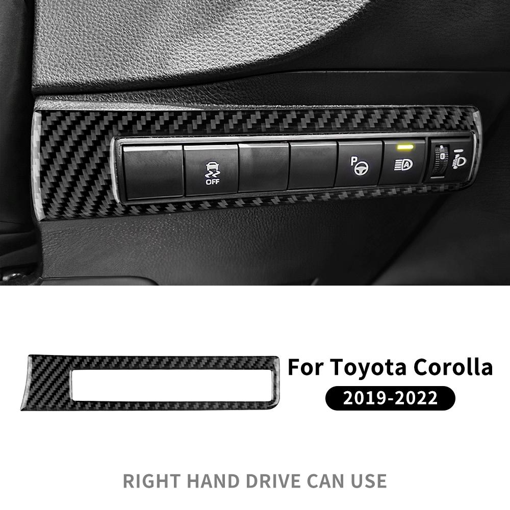 Настоящая мягкая карбоновая наклейка для Toyota Corolla 2019 2020 2025 2025 2025 2025 Переключатель фар RHD LHD Аксессуары для интерьера