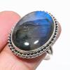 Natural Labradorite Gemstone Handmade 925 Solid Silver Jewelry Ring Size 9 u1S42