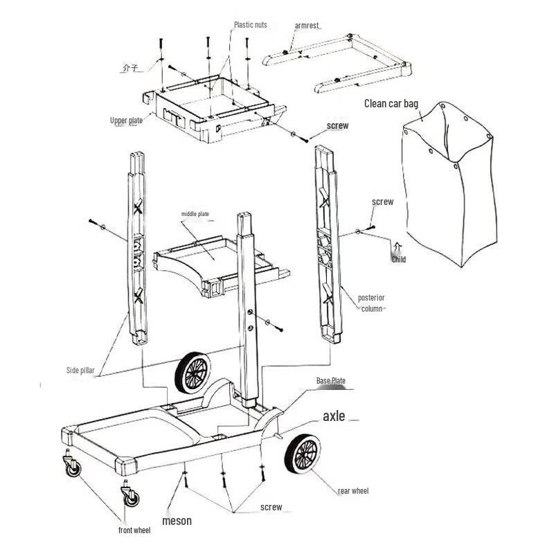 Baiyun Cleaning Multi-functional Hotel Service Cart