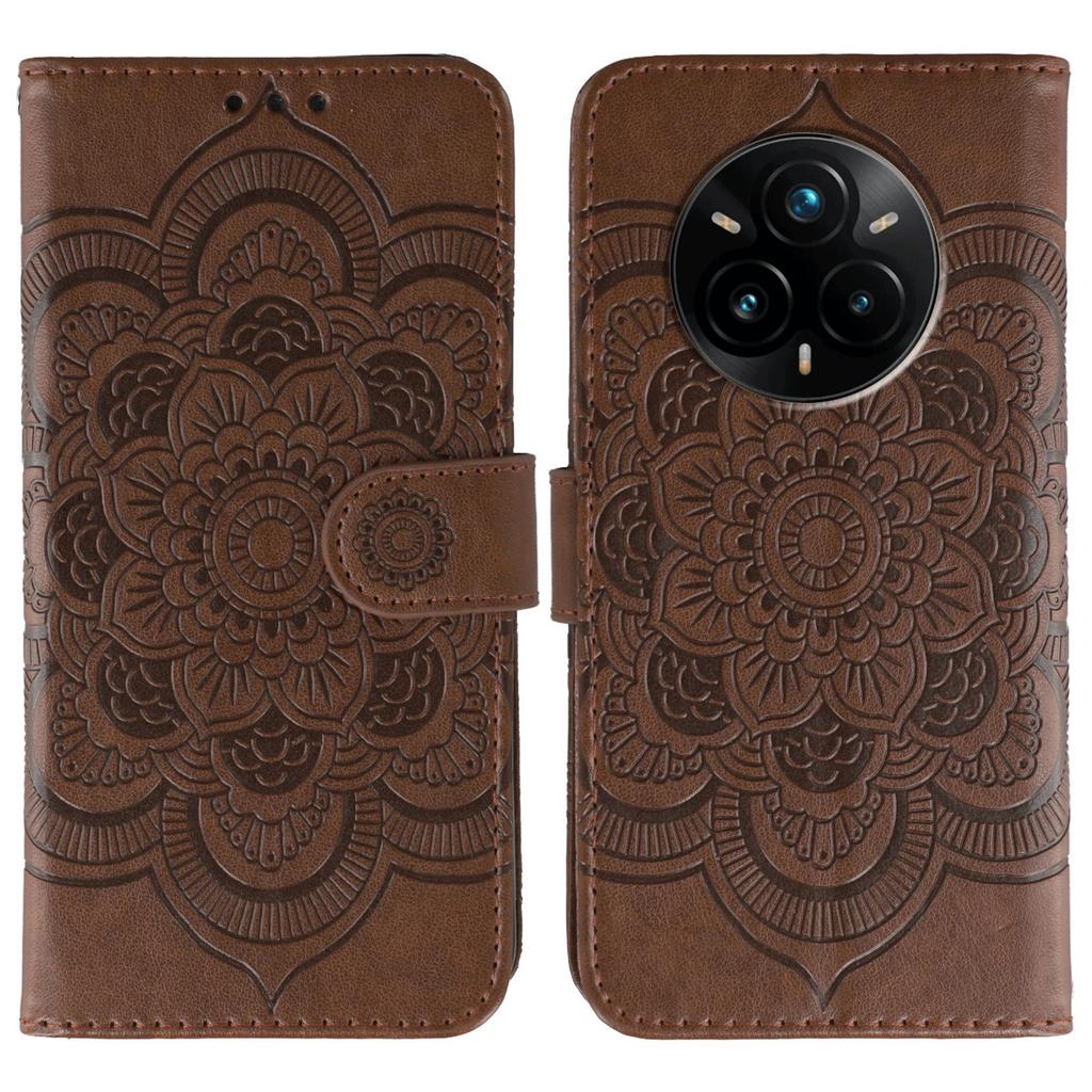 For Realme 14 Pro+ 5G Case PU Leather Mandala Imprinted Design Wallet Phone Cover