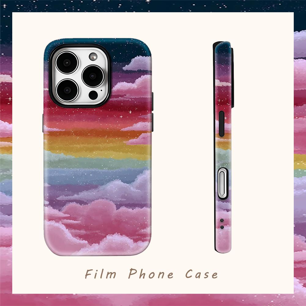 Пастельный чехол для телефона со звездным небом и облаками для IPhone 17AIR 16E 16 15 14 13 12 11 17 Pro Max Plus Двухслойная задняя крышка