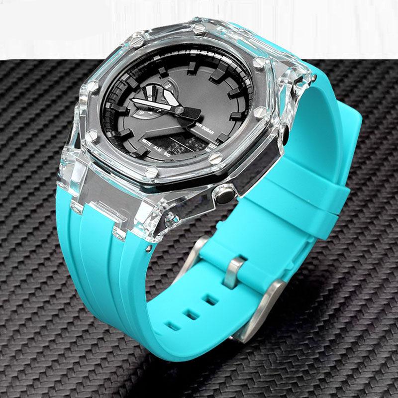Для Casio Farmhouse Oak Часы GA2100/GA2110/GA-B2100 Модифицированный Прозрачный Корпус Силиконовые Часы с Резиновой Цепью Набор Аксессуаров