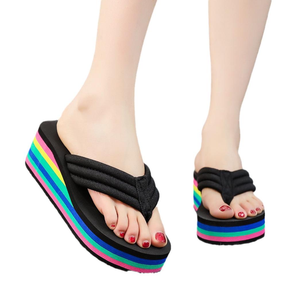 Модные классические женские сандалии Радужная подошва танкетка противоскользящие износостойкие повседневные пляжные туфли пенопластовая подошва роскошные легкие шлепанцы