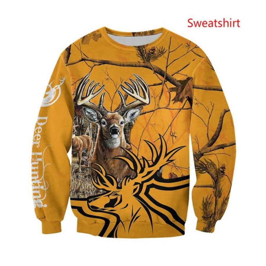 2021 New Deer Hunting 3D Print Men's and Women's Shirts Harajuku Casual Hoodie Fashion Sweater