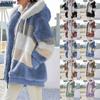 Europe United States 2024 Autumn Winter Warm Plush Zipper Pocket Hooded Loose Jacket Women