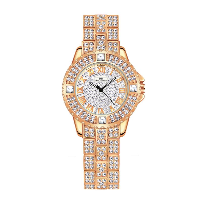 BEE SISTER BS Женские часы с бриллиантами Золотые часы Женские наручные часы Элитный бренд со стразами Женские часы-браслет Женские Relogio Feminino