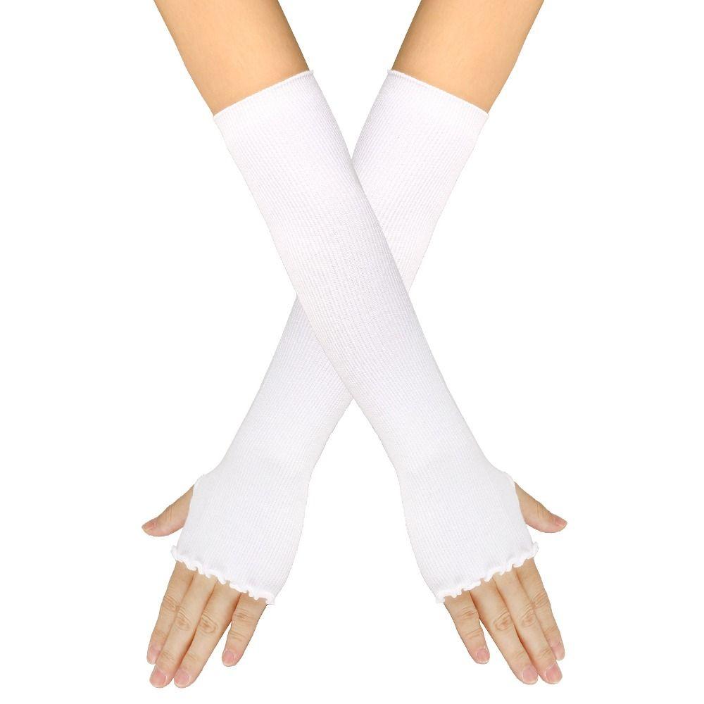 Stretchy Fingerless Gloves Long Design Arm Sleeve Y2K Punk Gloves Y2K Aesthetic