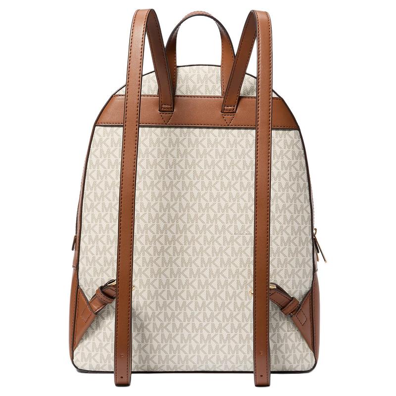 Michael Kors Сумка-рюкзак Jaycee с логотипом для пресбиопии на молнии, Искусственная кожа, Школьная сумка, Рюкзак, Женская, Бежево-коричневая
