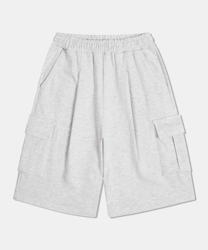 TOPBOY Heavy Duty One-Pleat Cargo Training Shorts White Melange