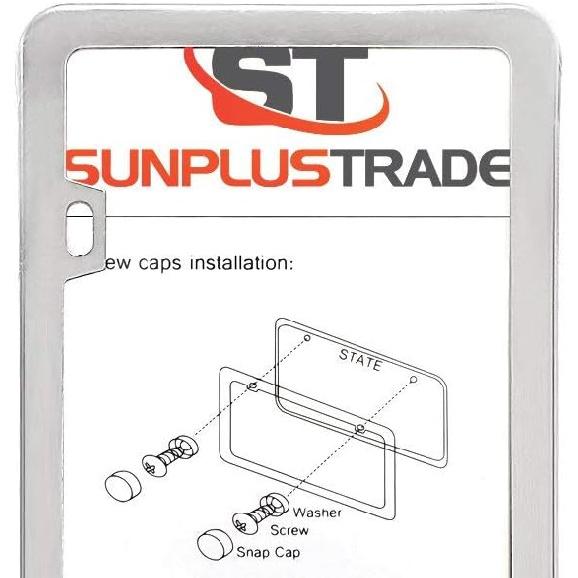 SunplusTrade 2 Stainless Steel Polish Mirror License Plate Frame + Chrome Screw Caps (Silver)