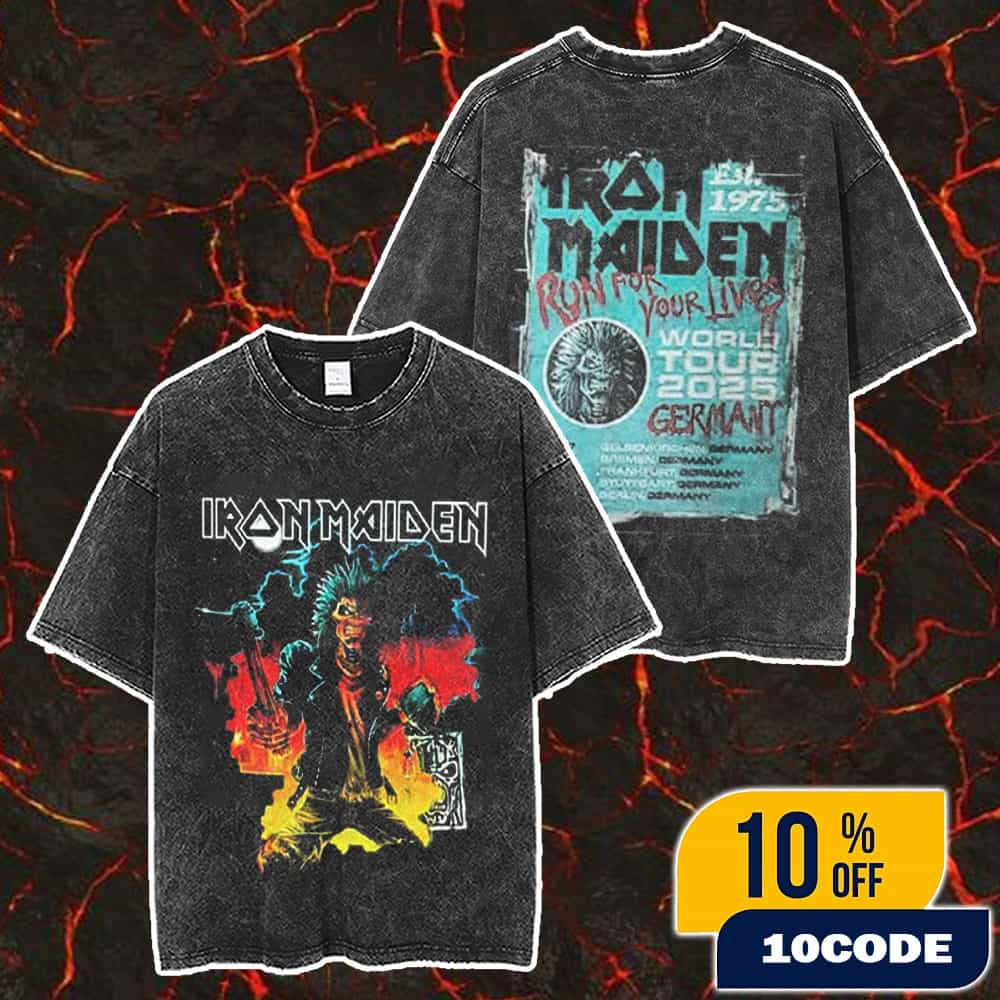 Футболка Iron Maiden Run for Your Lives World Tour Событие Постиранная Оверсайз Y2k Короткий Рукав Мужская Женская Унисекс Футболка Уличная Одежда