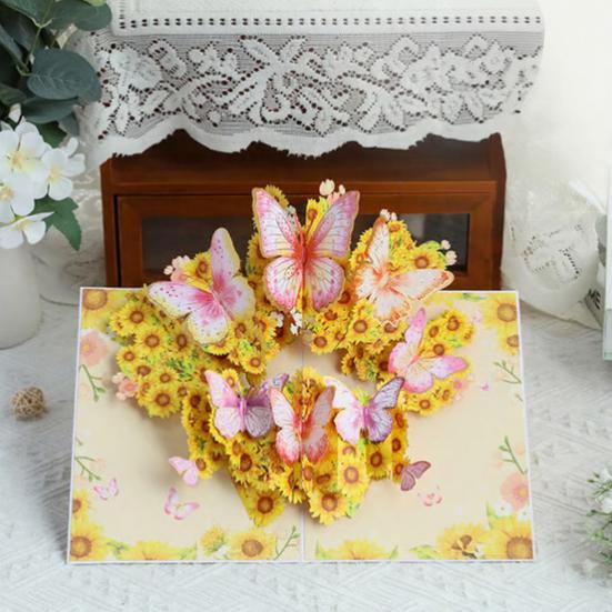 Складная 3D поздравительная открытка с конвертом, ручная работа, декоративная, подарочная открытка на день рождения, раскладывающаяся открытка с праздничными благословениями