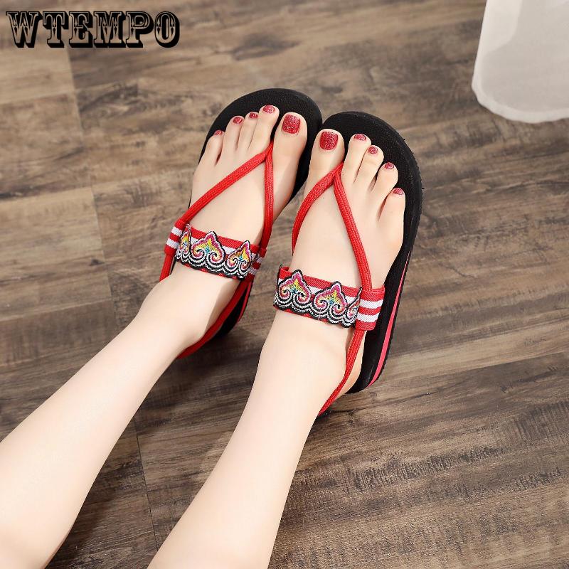 Flip-flops Thick Soled Sandals Women Summer Fashion Outside Wear Net Red Clip-on Beach Shoes Seaside Slippers