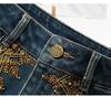 25 Spring/Autumn Women's High-Waist Denim Skirt with Colorful Embroidered Edge and Slit