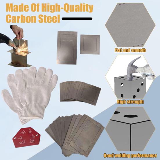 20Pcs/Set Welding Practice Kit Heavy Duty Welding Coupons Beginner Welding Training Plate DIY Welding Skills Enhancement Metal Sheet
