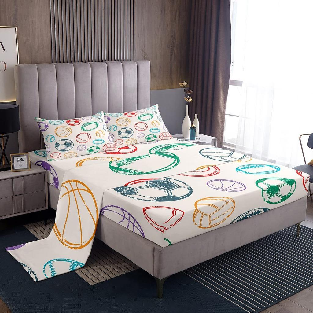 Color Rainbow Cloud Pattern Bed Hat Four-Piece Bedding Set Bedroom Dormitory Bedding Decoration