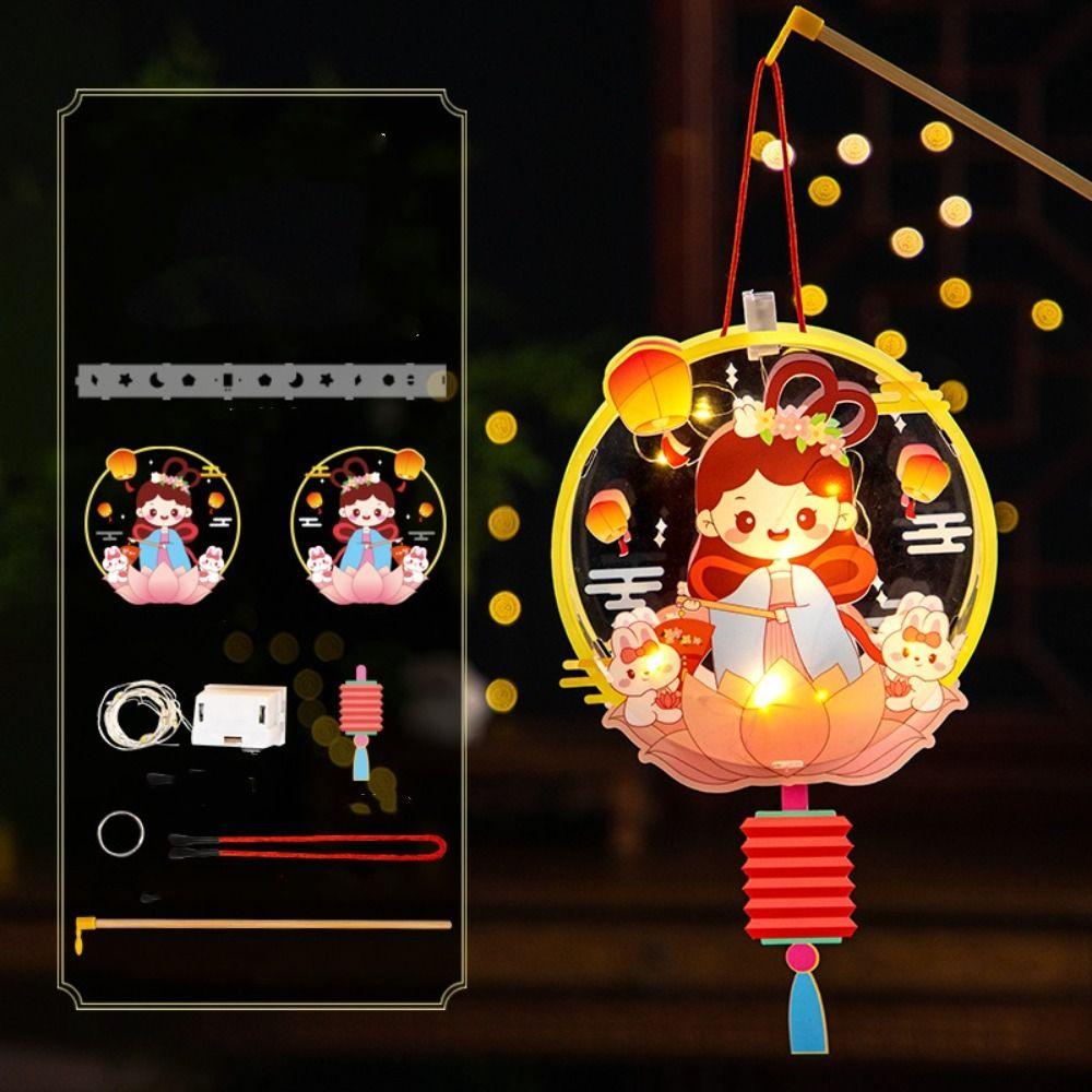 Transparent Mid-Autumn Festival Lantern Waterproof LED Glowing Handheld Rabbit Lantern Luminous Handmade Cartoon Rabbit Lamp