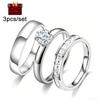 Women's three-piece ring set is luxurious18K Platinum-plated ring, women's fashion jewelry, elegant and non-fading304L Stainless Steel Ring Women's