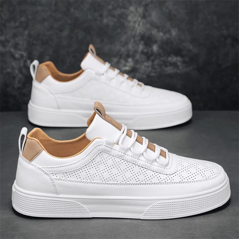Fashion Men's Sneakers Autumn 2024 New Thick Soled Trendy Skateboard Shoes Lace Up Casual Anti Slip Platformcomfort White Sports Shoes