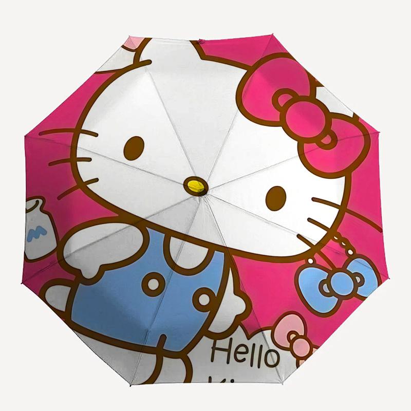1pc Hello Kitty Automatic Opening/Closing Umbrella with Convenient Three-Fold Design, 8-Bone Iron Frame, Outdoor Use, Perfect Gift for Fans, Travelers