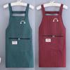 Simple Cotton Women Overall Apron Oil Resistant Breathable Cooking Smock Sleeveless Striped Zipper Work Clothes Kitchen Supplies