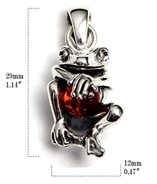 Frog Pendant Silver Amber Amulet Pendant Top Women's Men's