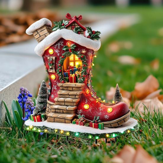 Рождественский снежный колышек для дома, акриловый садовый декоративный колышек, зимний деревенский дом, рождественский декоративный колышек для лужайки на патио