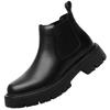 Men's British-Style Chelsea Boots: Thick-Soled, Height-Enhancing, Genuine Leather, Slip-On, Mid-High Top, Autumn/Winter Martin Boots.
